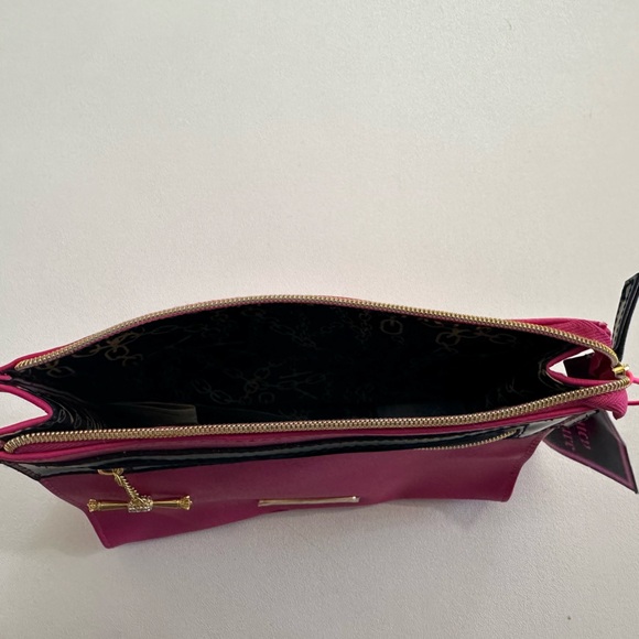 Juicy Couture Clutch Pink Gold Accent PVC Cosmetic Makeup Bag Double Zip Pockets - Picture 6 of 10